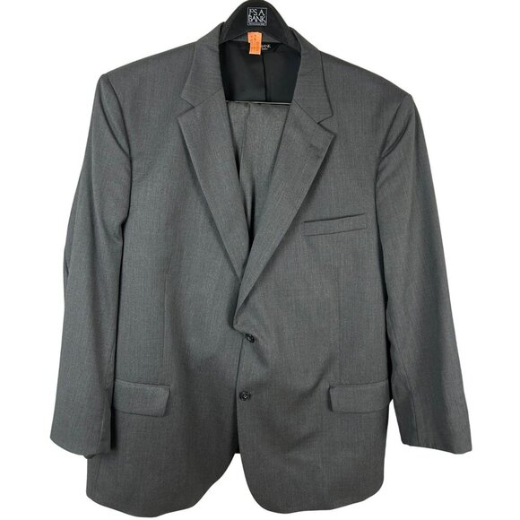 Jos. A. Bank 2 Piece‎ Suit Men 50R 40x27 Gray 100% Wool Traveler's Collection - Picture 1 of 7